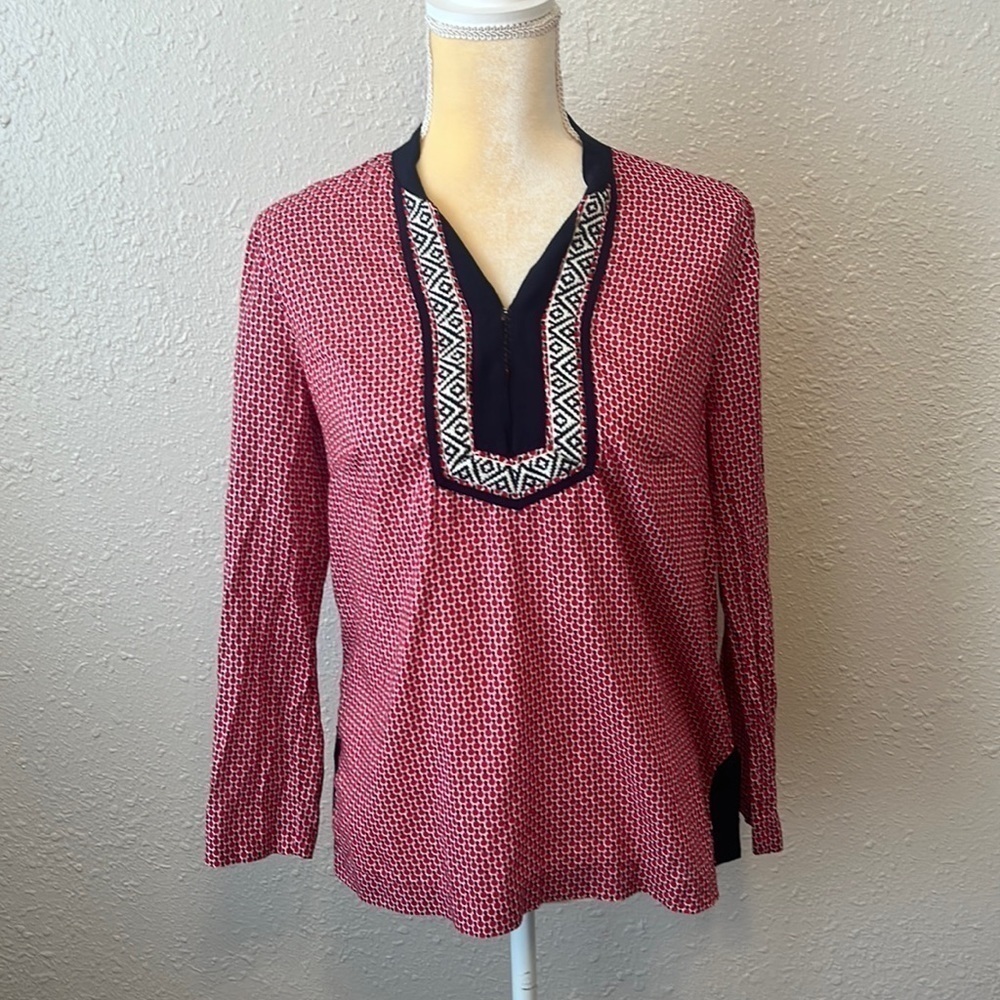 TALBOTS Long Sleeve‎ Embroidered Pullover Blouse Size S